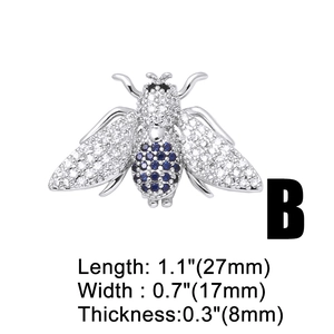 Detailed view of bee-shaped stainless steel jewelry component with sparkling zircon stones
