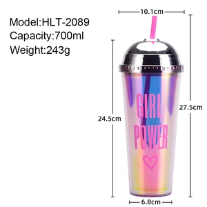 24oz iridescent leopard straw cup with 700ml capacity and dome lid specifications