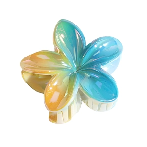 Laser gradient Plumeria hair claw clip with colorful iridescent resin finish