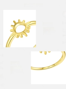 Close-up of S925 sterling silver hallmark on the polished gold sun ring inner band