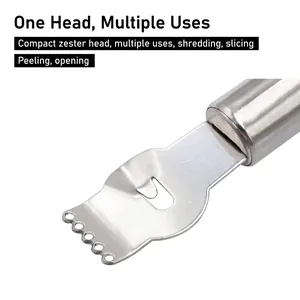 Versatile stainless steel lemon zester tool for peeling citrus and garnishing cocktails