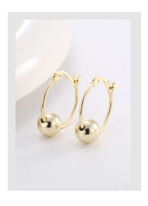 Detailed close-up of polished S925 silver 14K gold sphere earrings with clasp
