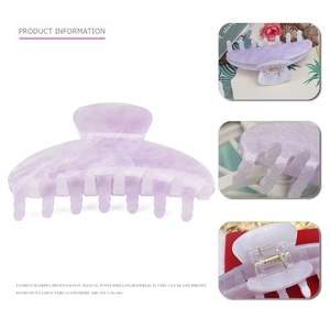Purple marble texture acrylic hair claw clip with durable metal spring for women