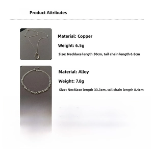 Detailed size specifications for minimalist copper and alloy chain necklaces with pendants