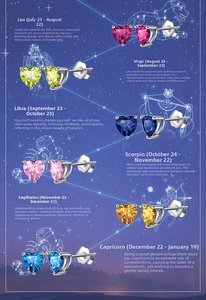 Detailed view of S925 sterling silver stamp on heart-shaped colorful birthstone earrings