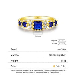 Vintage 925 sterling silver ring featuring a square blue sapphire and accent diamonds