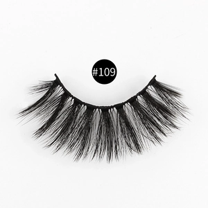 Detailed close-up of 3D faux mink eyelashes style #109 with criss-cross voluminous fibers