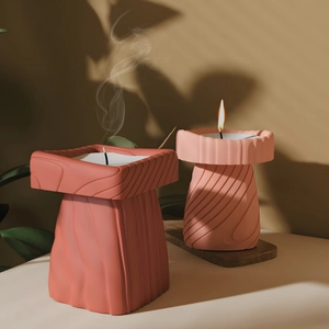 Striped candle holder silicone mold for DIY resin art with elegant organic textures