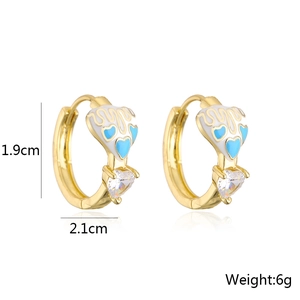 Detail showing 1.9cm height and 2.1cm width of the 18K gold plated heart earrings
