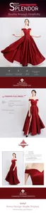 Détail d'une robe de soirée rouge en satin avec épaules nues et ceinture élégante