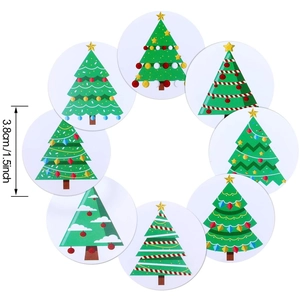 500pcs colorful Christmas tree stickers roll in 8 patterns for holiday gift decor
