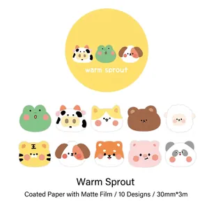 Cute transparent animal stickers tape featuring bear, panda and dog motifs for DIY journaling