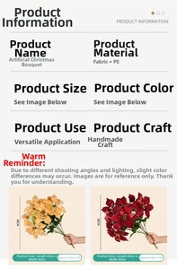 Detailed size specifications for 60x50cm handmade poinsettia Christmas bouquets