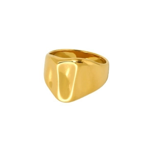 Minimalist 16K gold plated stainless steel ring with hammered irregular wavy texture