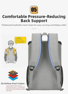 Detail of ergonomic S-shaped padded shoulder straps with breathable 3D mesh backing