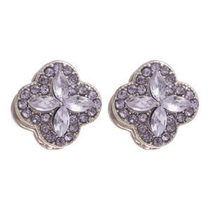 Luxury silver clover earrings with purple marquise gemstones and shimmering accents