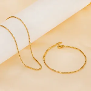 Rolo Link Chain Necklace 18K Gold Plated Stainless Steel Simple Minimalist Fashion Jewelry For Women Elegant Accessory