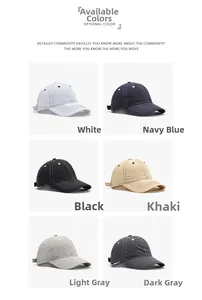 Vue détaillée de 6 casquettes en coton délavé avec surpiqûres contrastées en six couleurs