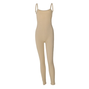 Combinaison moulante dos nu pour femme en maille côtelée kaki pour la mode d'été