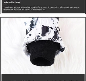Detail of adjustable wrist buckle on waterproof ski gloves for windproof thermal protection