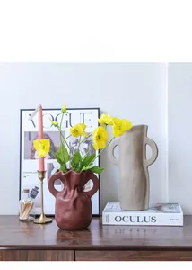 Artistic Nordic irregular ceramic vases set with a matte finish for home decor