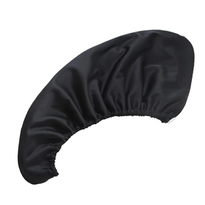 Elastic long black satin hair wrap for sleeping and drying with smooth silk texture