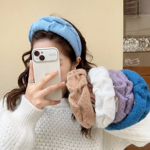 Women Knitted Headband Chunky Yarn Hair Band Wide Edge Twisted Knot Autumn Winter Warm Fluffy Sweet Hair Hoop