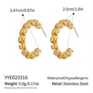 Specifiche tecniche per orecchini a C in acciaio inossidabile placcati oro 18K