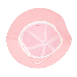 Pink frog baby sun hat with breathable mesh lining and adjustable chin strap