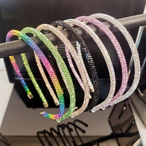 Minimalist sparkling rhinestone headband with elegant slim design in multiple vibrant colors