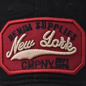 Vintage New York Baseballkappe aus gewaschener Baumwolle mit rotem Stickerei-Patch