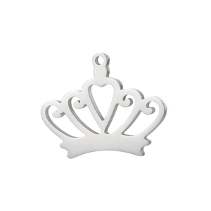 Hollow crown metal pendant in silver finish for DIY necklace making and jewelry design