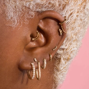 Luxurious Gold Plated Copper Zirconia Hoop Earrings For Women Minimalist U-shaped Round Rhinestone Stud Earrings Set Fashion Jewelry