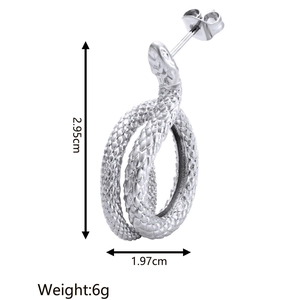 Boucles d'oreilles serpent en acier argenté avec dimensions 2,95 cm et poids de 6 g