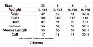 Size chart for embroidered horse cardigan showing bust, shoulder, and sleeve measurements
