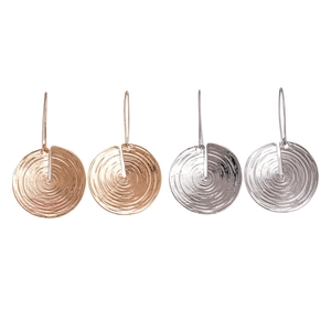 Minimalist geometric spiral earrings in gold and silver finish with hollow hooks