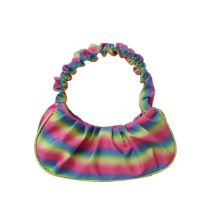 Rainbow gradient pleated cloud bag with stylish colorful underarm dumpling shape