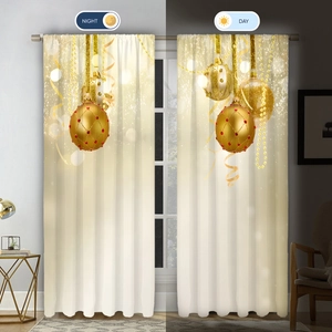 3D printed Christmas curtains showing day and night light blocking effect comparison