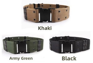 Three colors of tactical nylon belts with plastic buckles and double metal eyelets