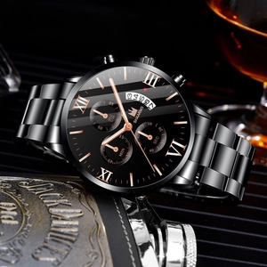 Detail of SHAARMS business watch dial with Roman numerals and three functional sub-dials