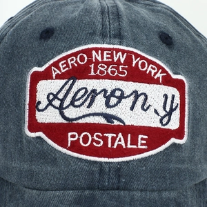 Berretto da baseball in cotone slavato blu navy con ricamo Aero New York 1865