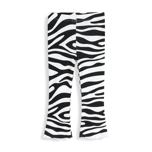 Pantalon évasé à imprimé zèbre pour filles avec texture tricotée et volants