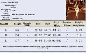 Guide des tailles de la combinaison sans manches pour femme avec mesures et tissu
