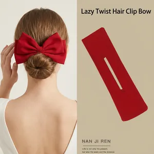 Deft Bun Hair Bun Maker Fabric Cloth Bow Knot Floral Print Lazy Hair Twist Styling Tool For Women Girls Simple Elegant