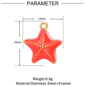Détails du pendentif étoile de mer rouge: largeur 14mm, hauteur 15mm, poids de 0.9g