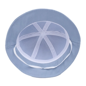 Baby light blue sun hat with breathable mesh lining and windproof strap for toddlers