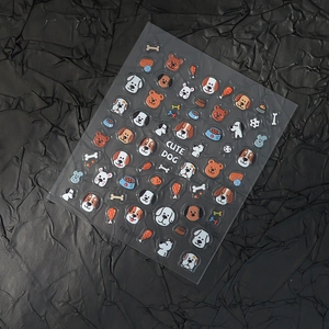 5D embossed cute dog nail stickers with various breeds like Husky and Corgi