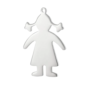 Titanium steel silver girl silhouette pendant with polished finish and top ring