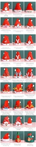 Detailed size and weight chart for assorted plush Christmas hats and festive decorations