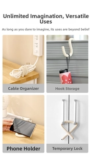 Versatile flexible gear ties used as cable organizer, S-hook, phone stand, and door lock